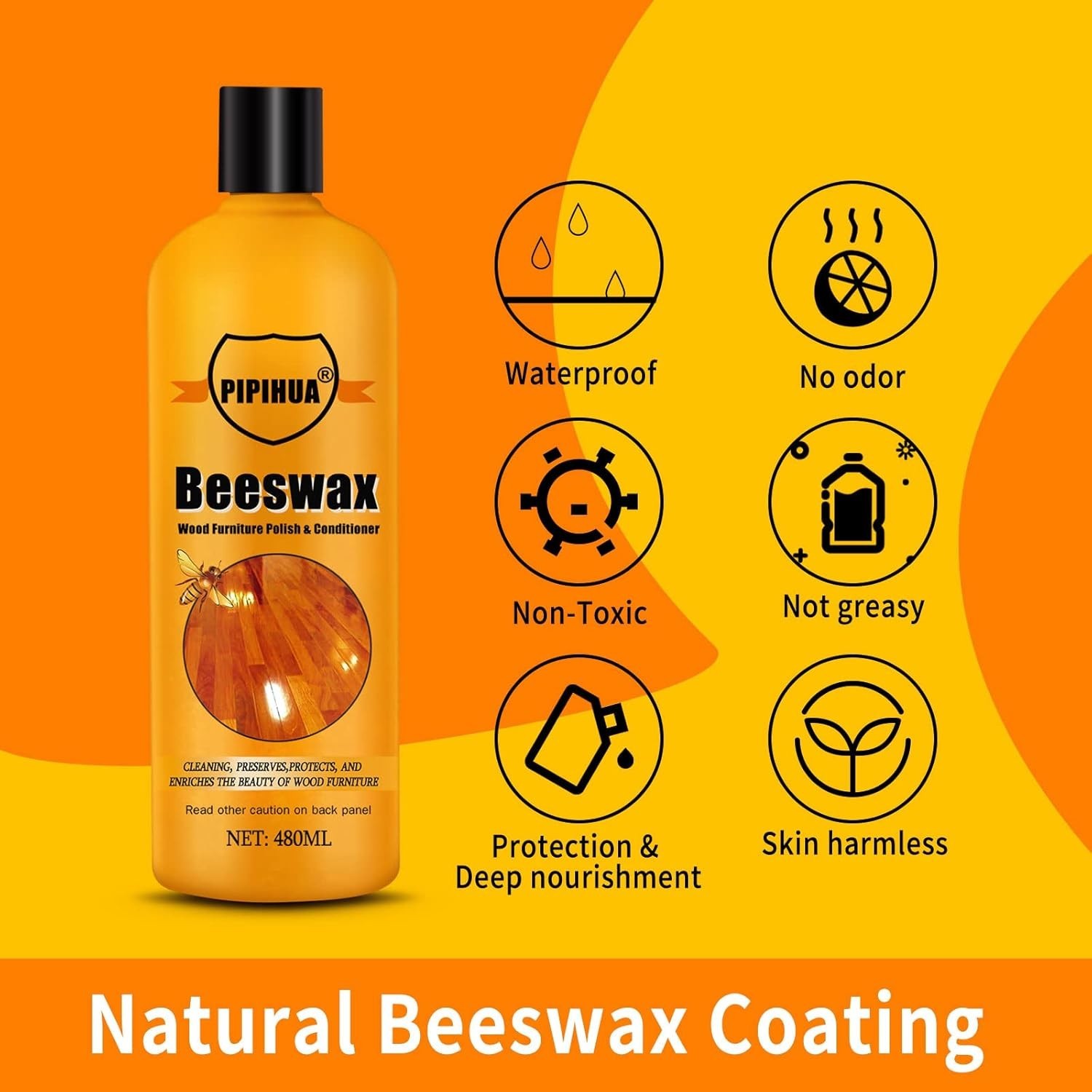 Natural Beeswax Polish & Conditioner – Eco-Friendly Wood Restorer 16.23 Fl Oz