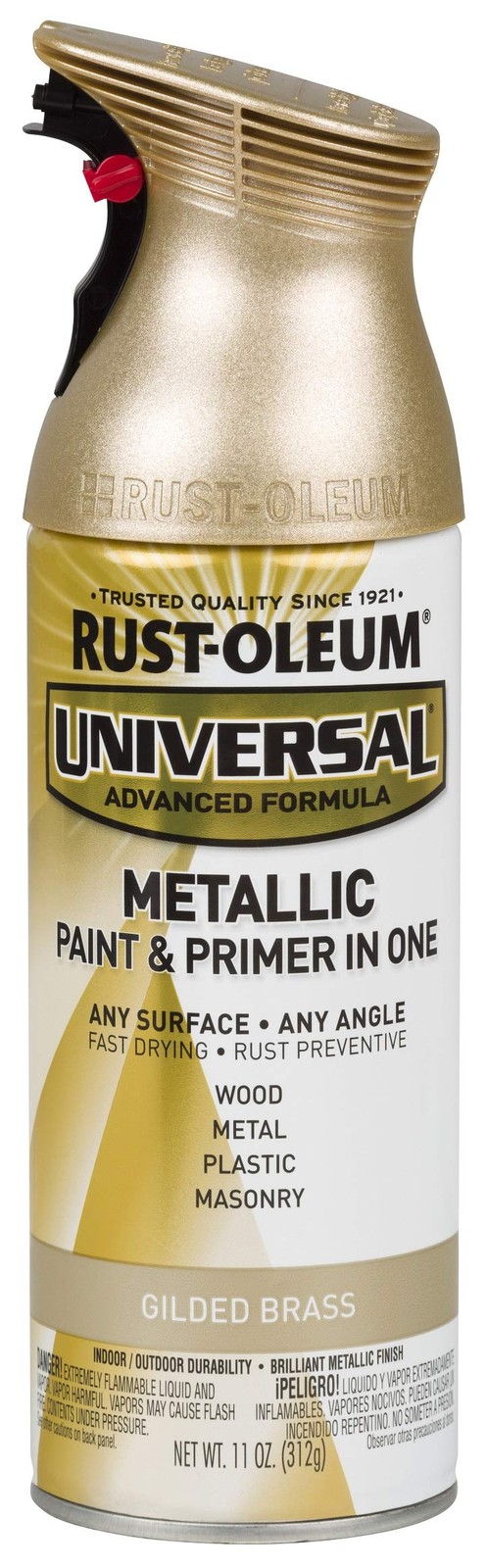 Rust Oleum Universal Gilded Brass Spray Paint 11Oz Fast Drying All Surface Paint