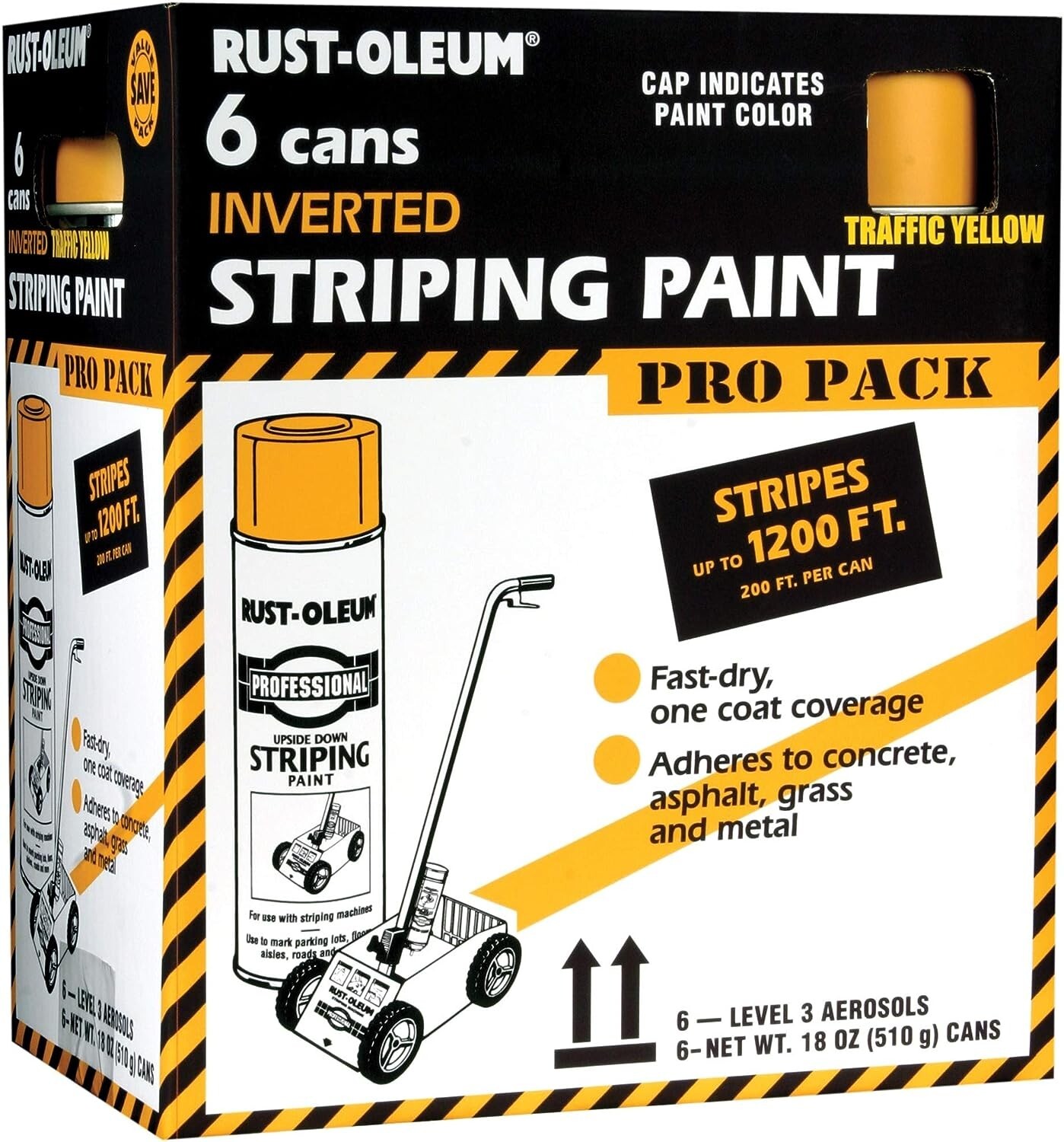 Rust Oleum Professional Striping Spray Paint Contractor 18 Oz Pack of 6 Yellow