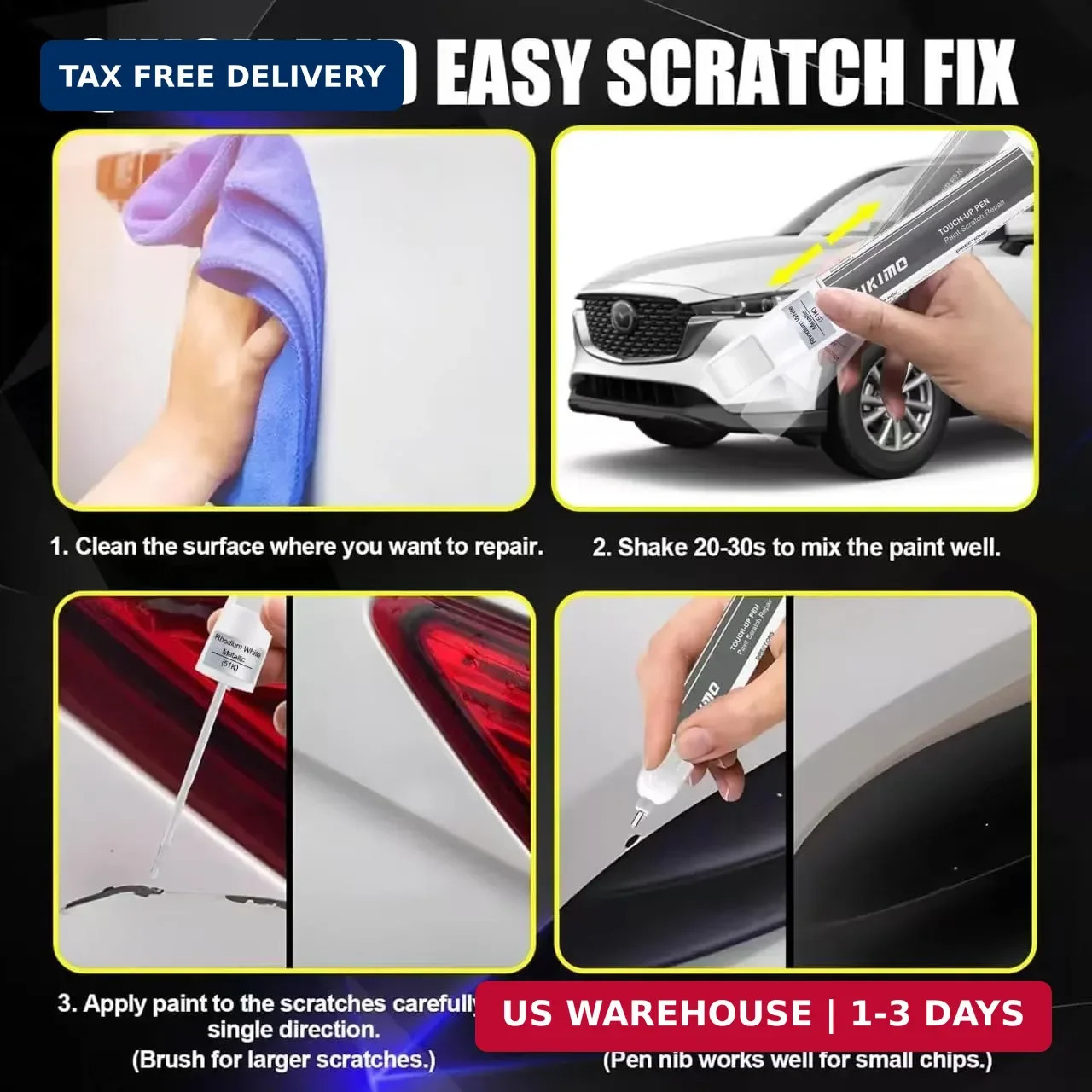 KIKIMO for Mazda Touch Up Paint(Rhodium White Metallic(51K)) | Car Paint Repair