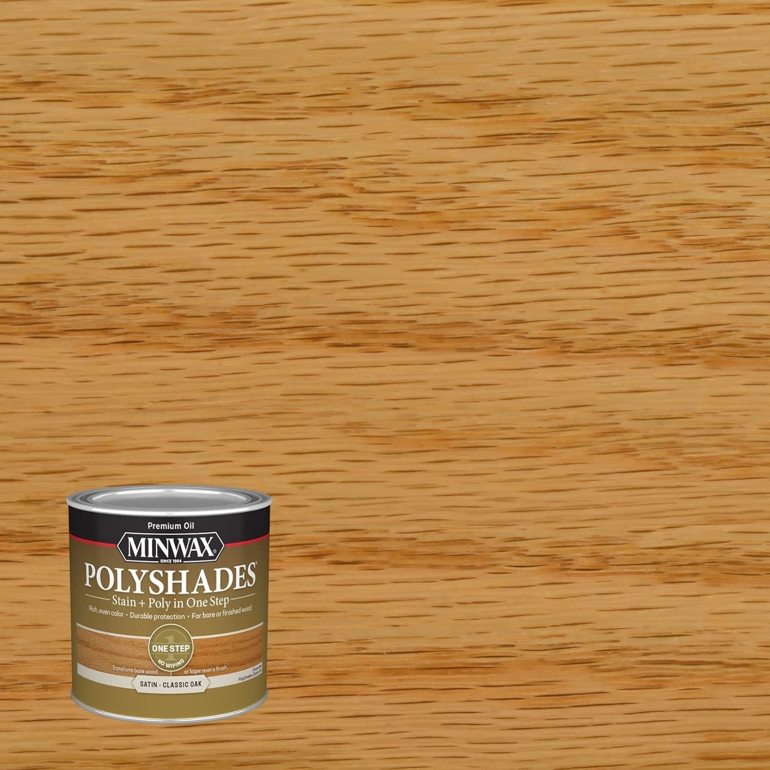 PolyShades Wood Stain + Polyurethane Finish – ½ Pint, Classic Oak, Satin