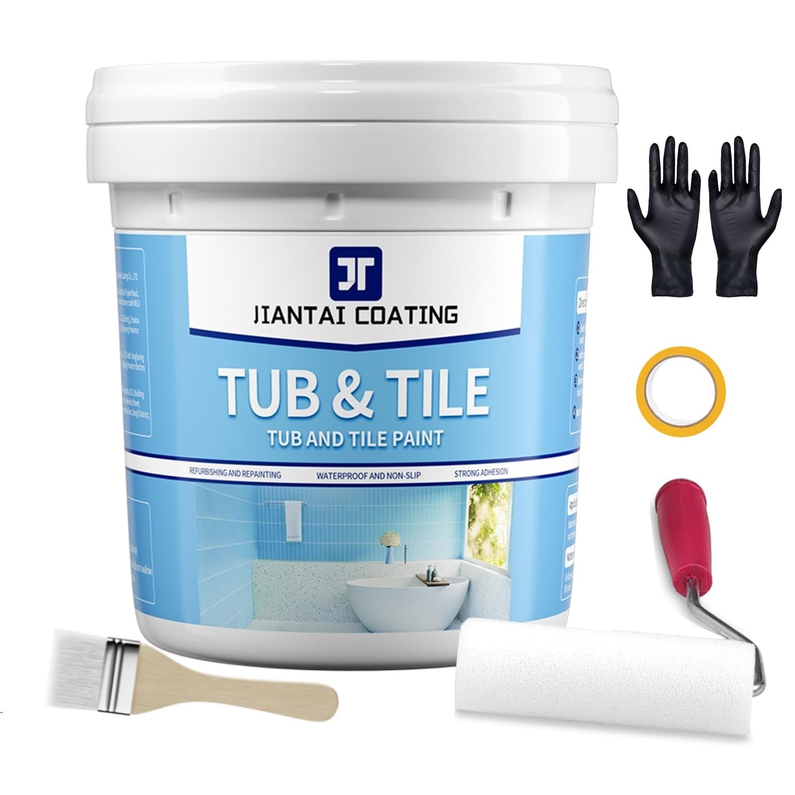 DIY Bathtub & Tile Refinishing Kit, 35oz Water-Based Paint, Low Odor, Covers 50-