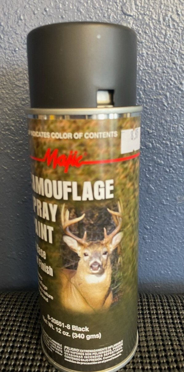 Majic Paints Camouflage Spray 12 Ounce – Oil Based-Flat-Black