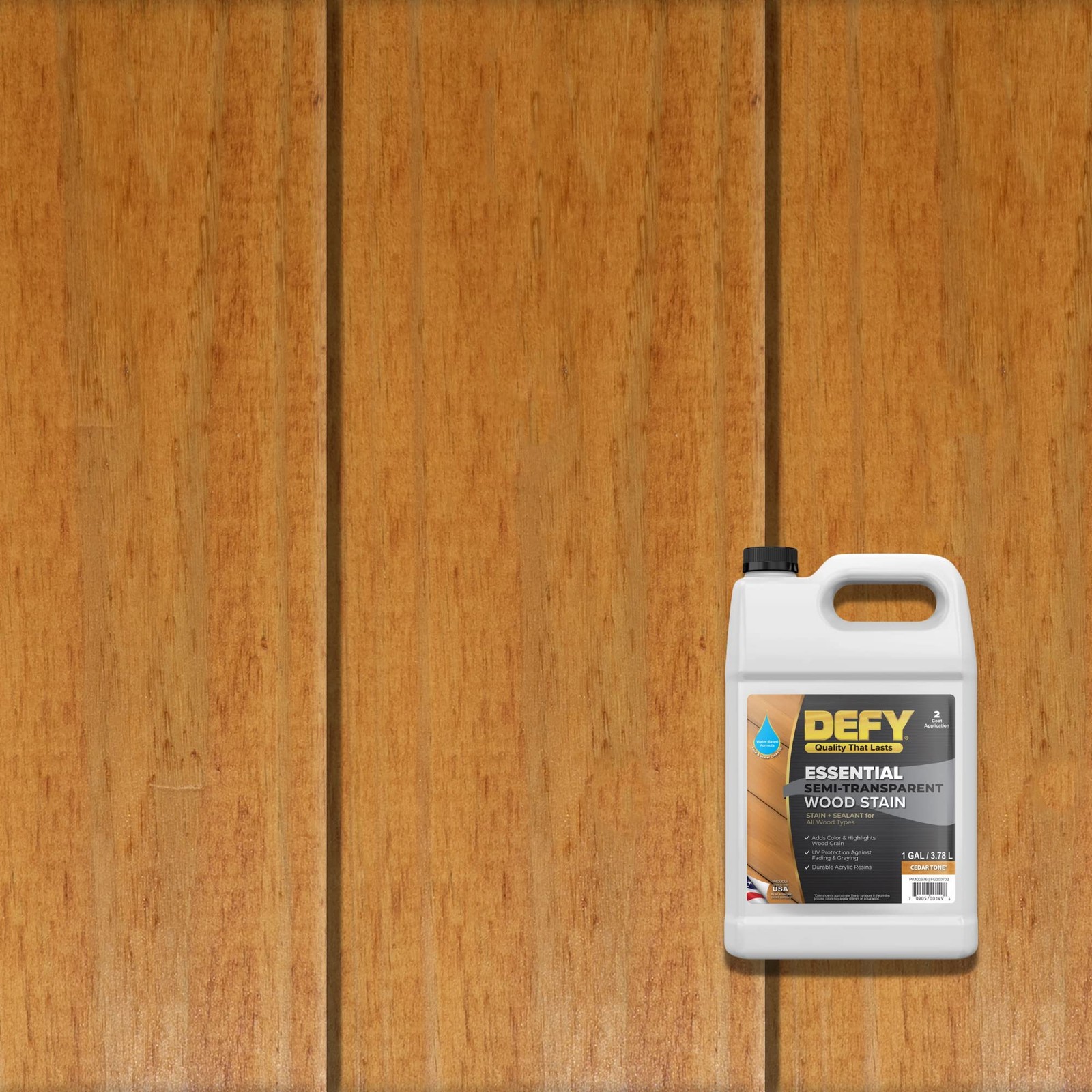Defy Essential Semi-Transparent Outdoor Stain And Sealer In One 1 Gallon Cedar