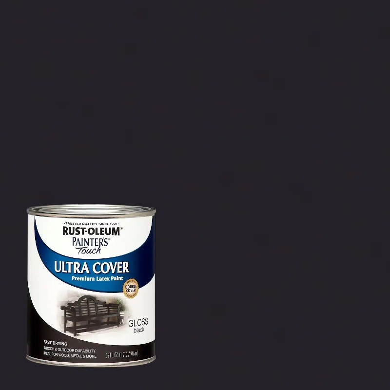 Rust-Oleum Painter’s Touch Gloss Latex Paint, Black Quart 276166