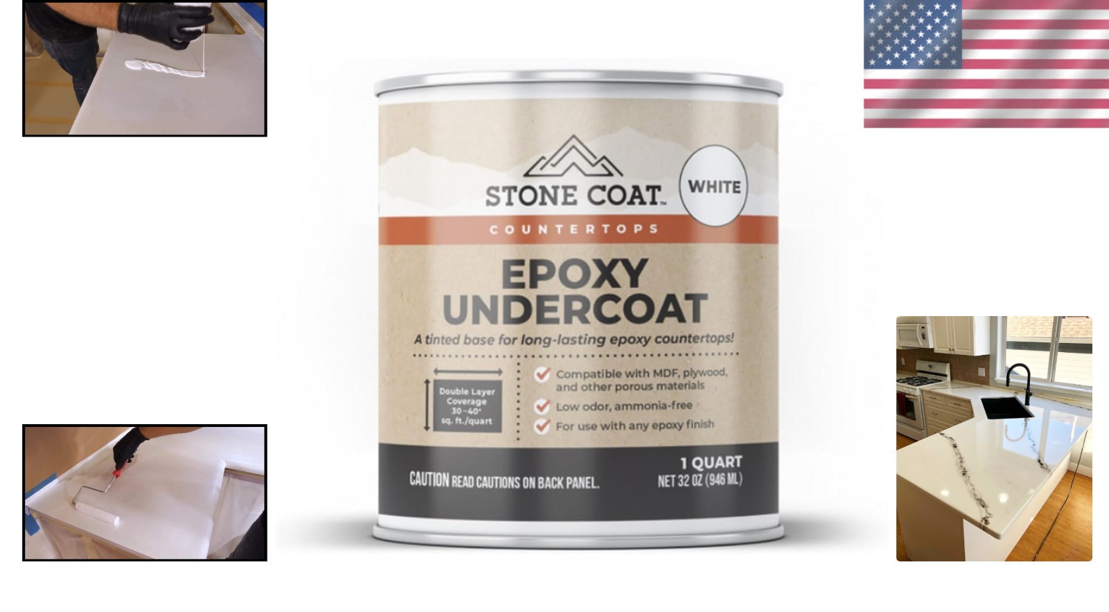 32 Fl Oz Epoxy Basecoat for Stone Surfaces Gloss Finish Non-Toxic Indoor Outdoor