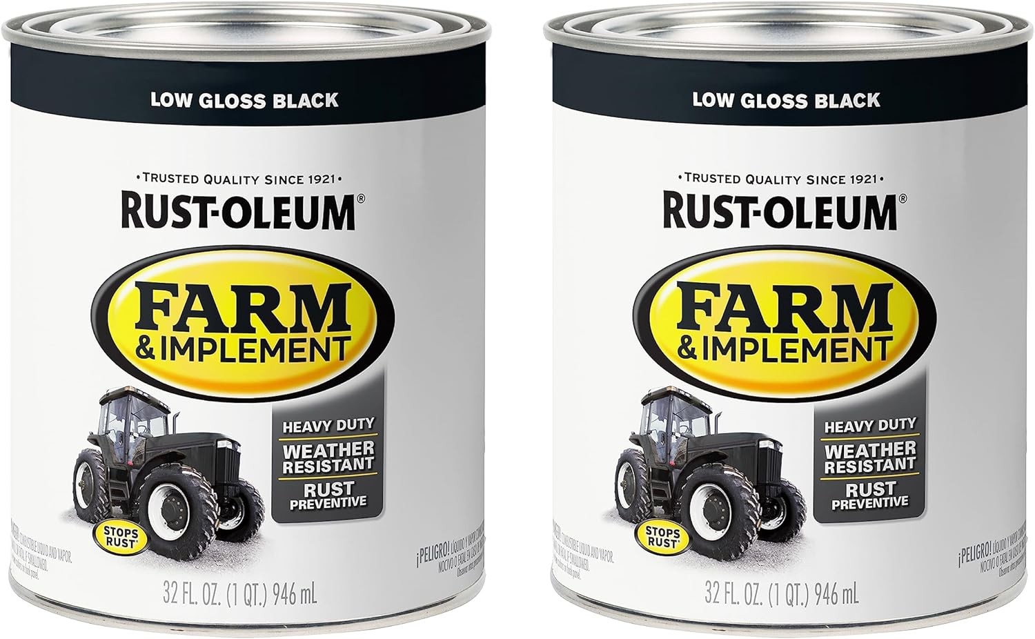 Farm Implement Enamel Paint Low Gloss Black Quart 2 Pack Durable Finish