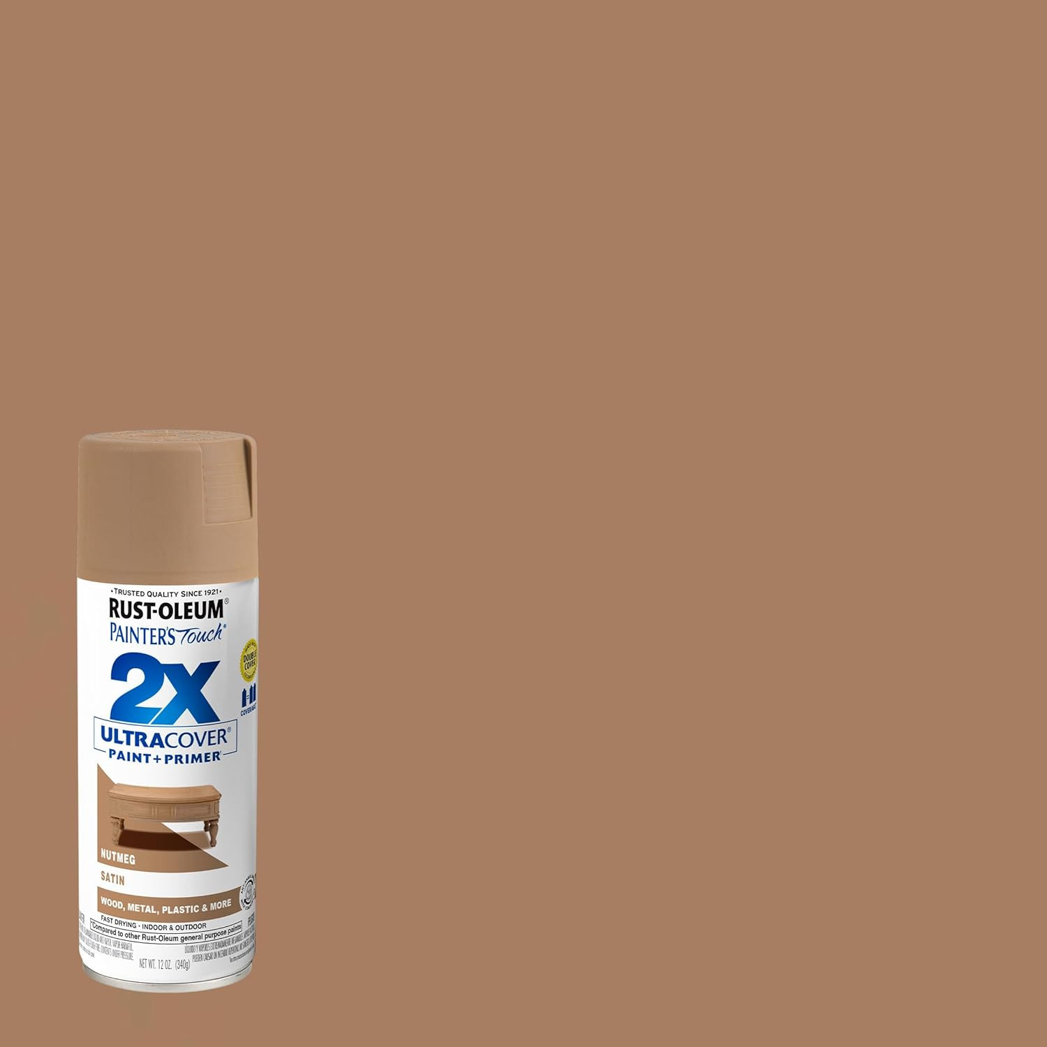 334076-2PK Painter’S Touch 2X Ultra Cover Spray Paint, 12 Oz, Satin Nutmeg, Pac