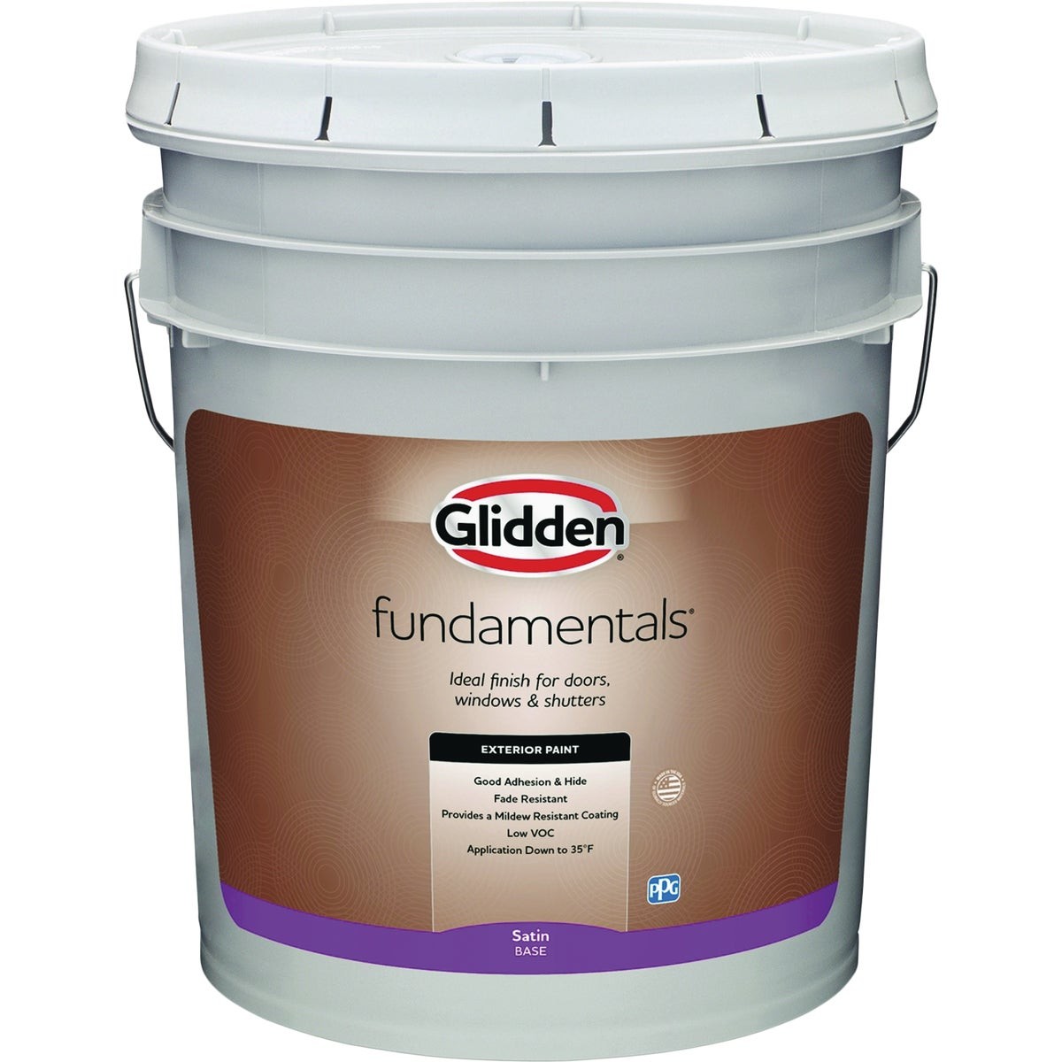 Glidden Fundamentals Exterior Paint Satin White Pastel Base 5 Gallon Glidden