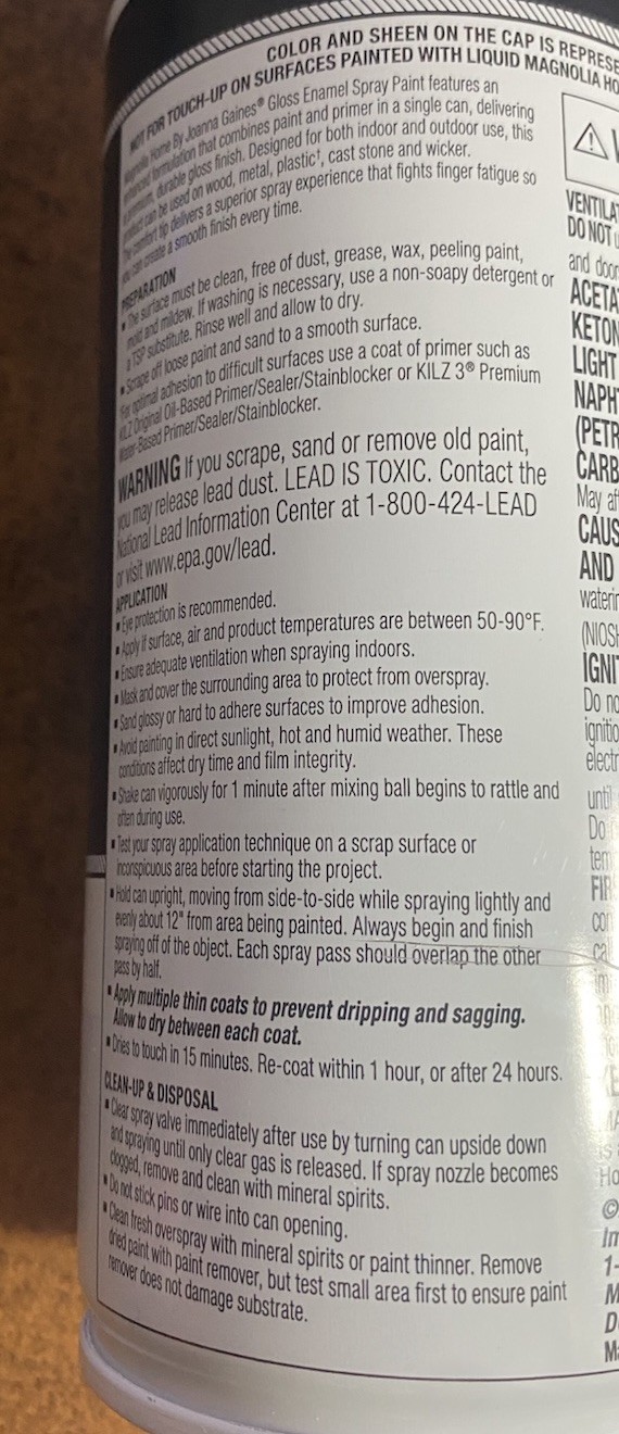 NEW Magnolia Home Enamel Interior/Exterior Spray Paint TRUE WHITE GLOSS