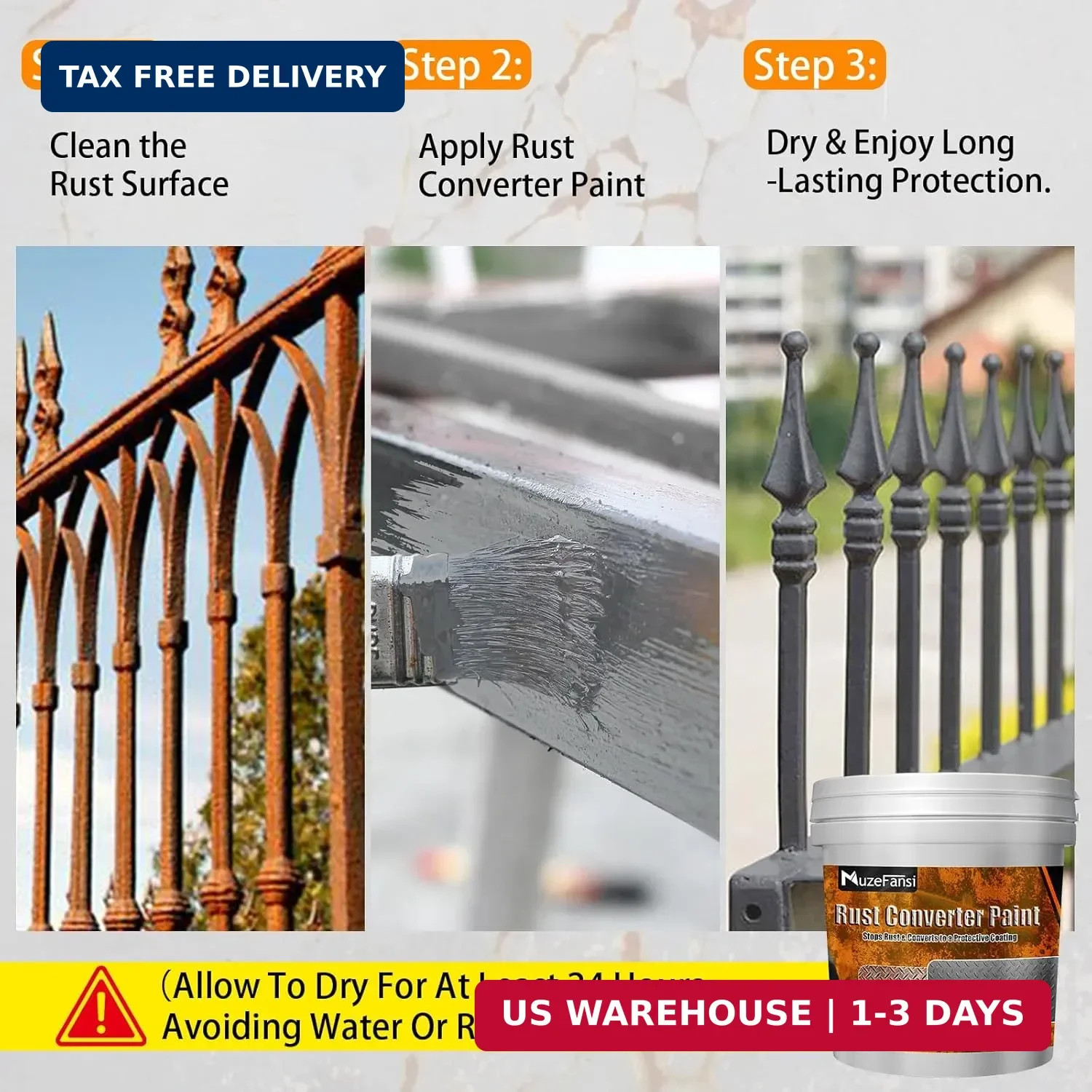 Rust Converter Paint Gray 35oz – 2-in-1 Rust Proof Paint & Metal Primer, Anti Ru