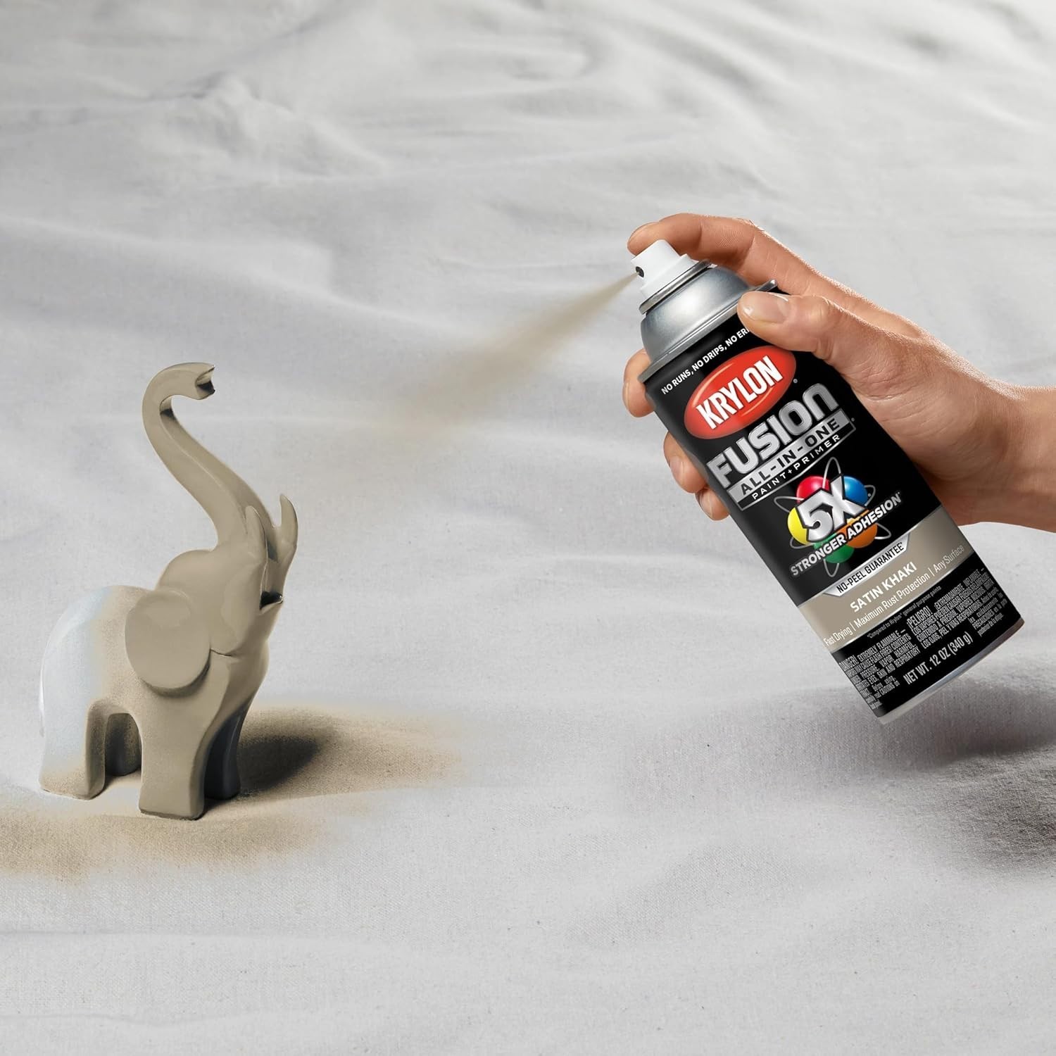Fusion All-In-One Adhesive Spray Paint – 12 oz Khaki, Fast-Drying for Durability
