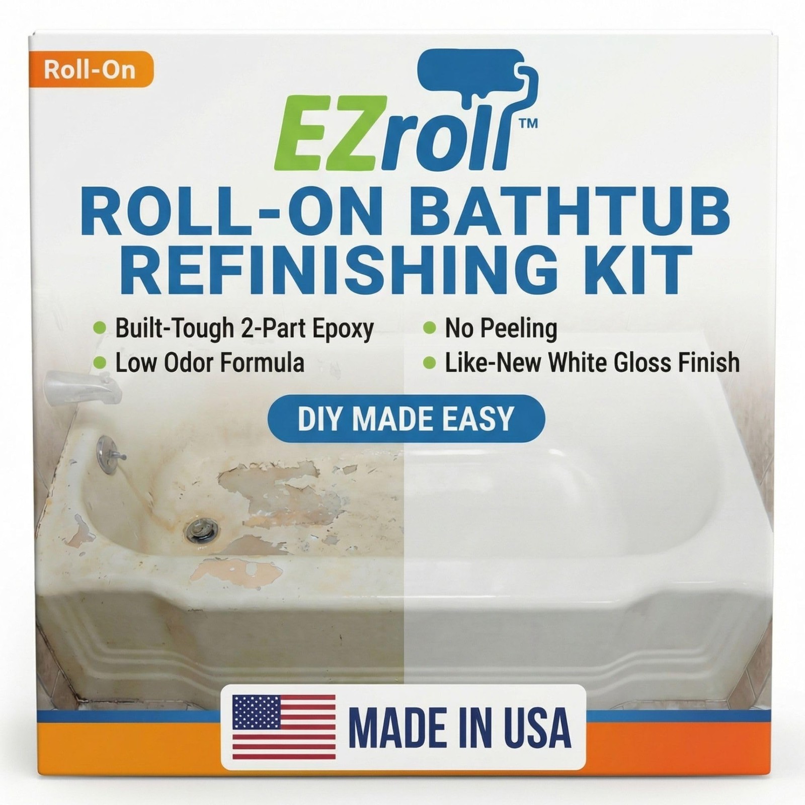 Bathtub Refinishing Kit – Low Odor White Paint for Tub, Tile, Sink & Shower – DI