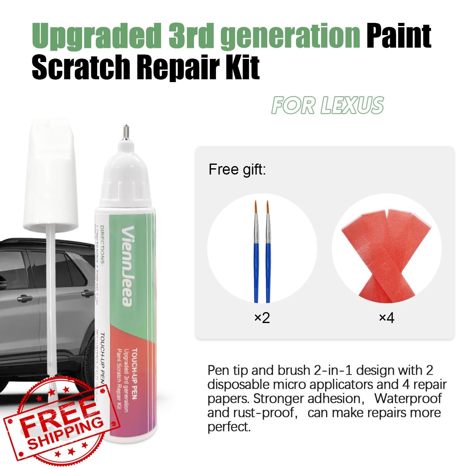 Lexus Cloudburst Gray (1L1) Car Touch Up Paint Scratch Repair Pen Brush Kit