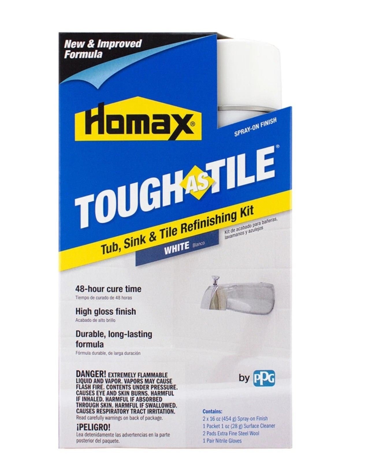 NEW HOMAX 3157 TOUGH AS TILE TUB & TILE EPOXY PAINT SPRAY ON FINISH KIT WHITE