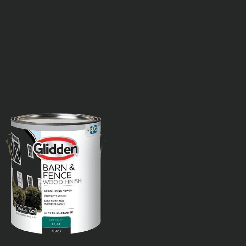 Black Flat Exterior Paint 1 Gallon Wood Metal Concrete Fence Barn Coverage New