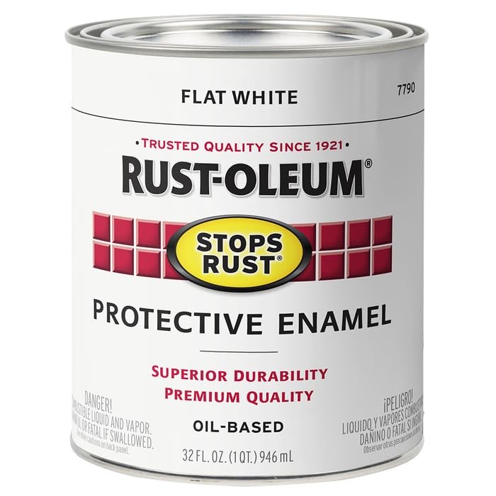 Rust-Oleum Stops Rust Enamel Paint 32 Fl Oz Pack of 2 Flat White 90 sq ft Cov…
