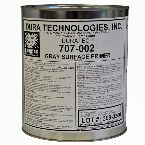 Duratec Surfacing Primers, Size Gallon, Color Black 702-003