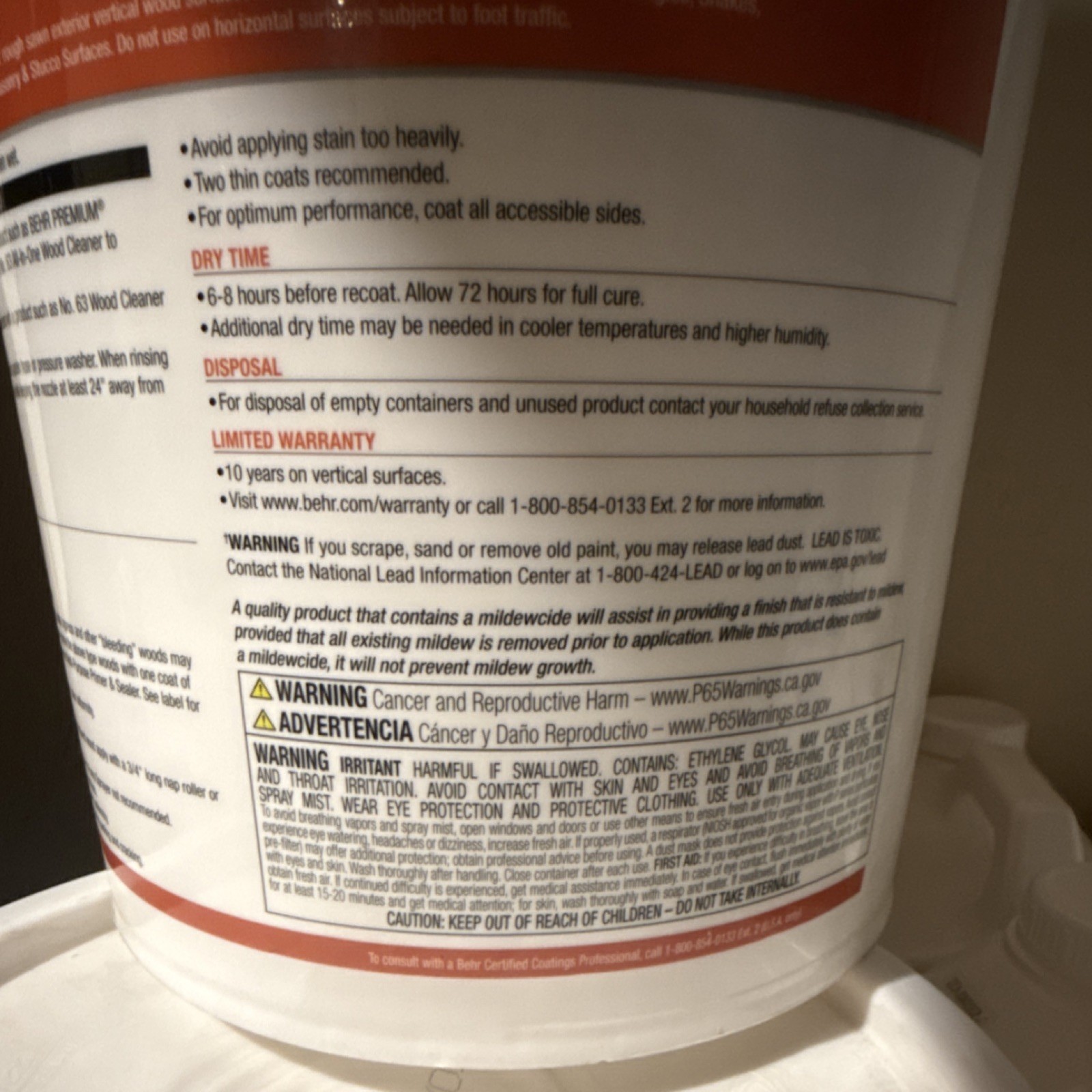 Behr Solid Color Tintable White Base No. 11 Stain 4.84 gal Water-Based