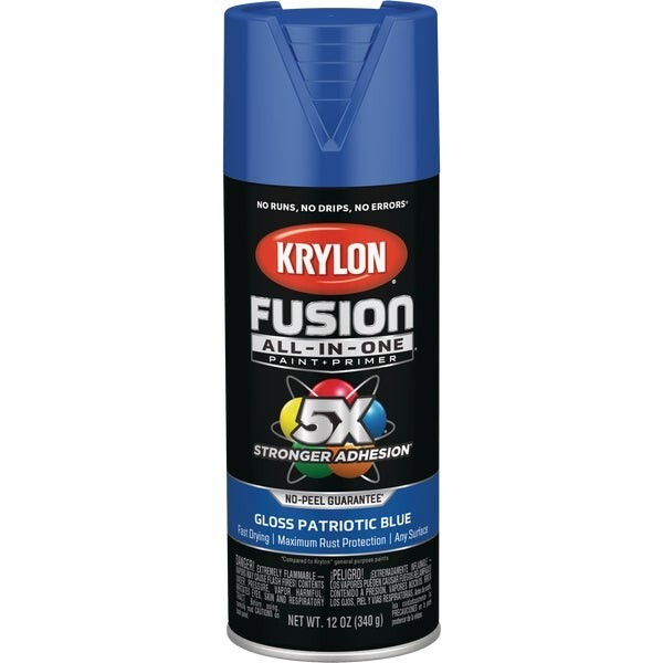 12-Krylon Fusion All-In-One Gloss Spray Paint & Primer, Patriotic Blue K02716007