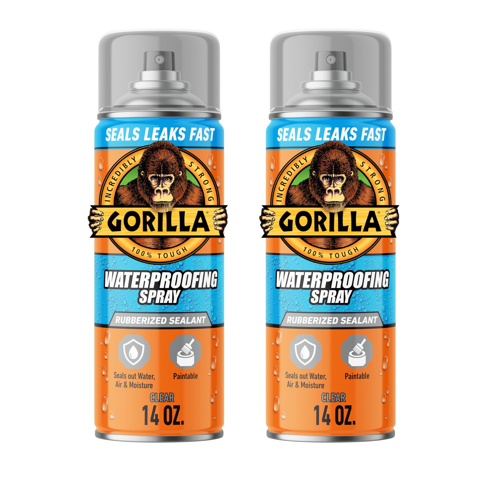 Gorilla Waterproofing Spray Clear, Flexible Rubberized 2 – Pack, Clear