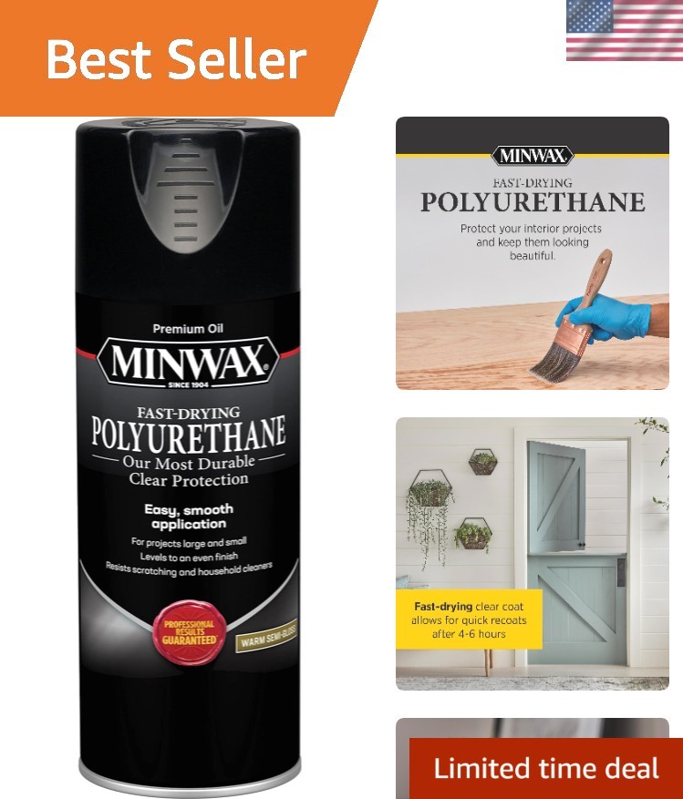 Fast Drying Clear Semi-Gloss Polyurethane Spray – 11.5 oz for Wood Protection