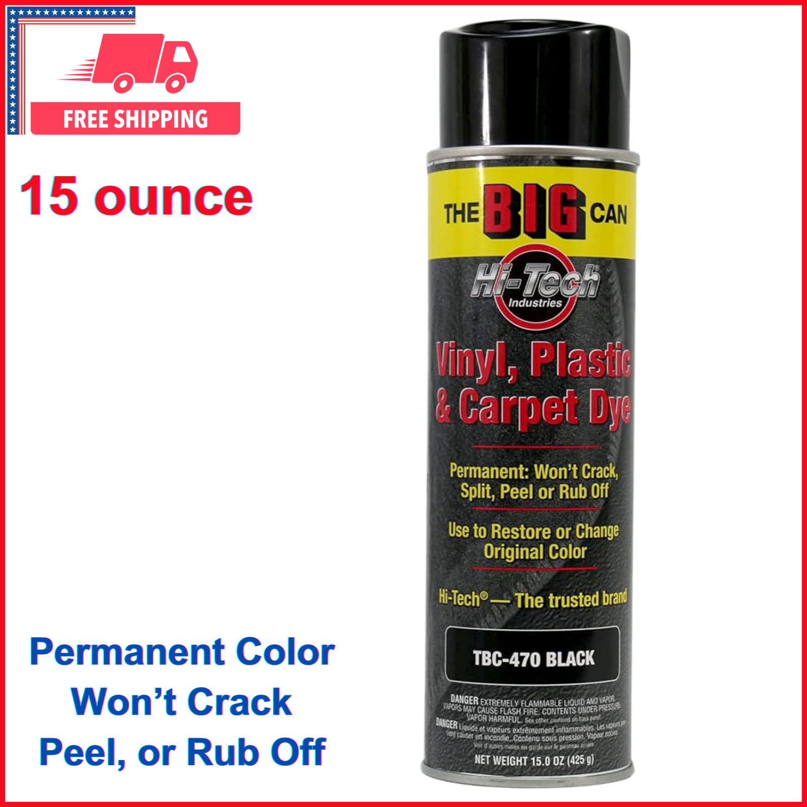 15oz Black Permanent Carpet and Upholstery Spray ,Won’t Crack, Peel, or Rub Off