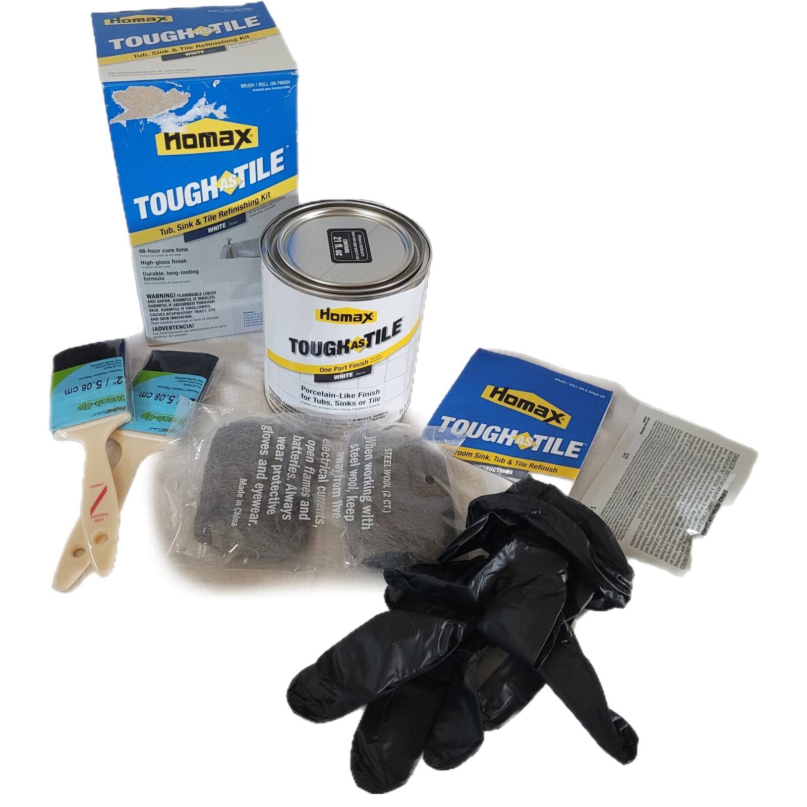 Tub & Tile Refinishing Kit, White, 21 oz, Brush On, Tough as Tile Kit 🛁