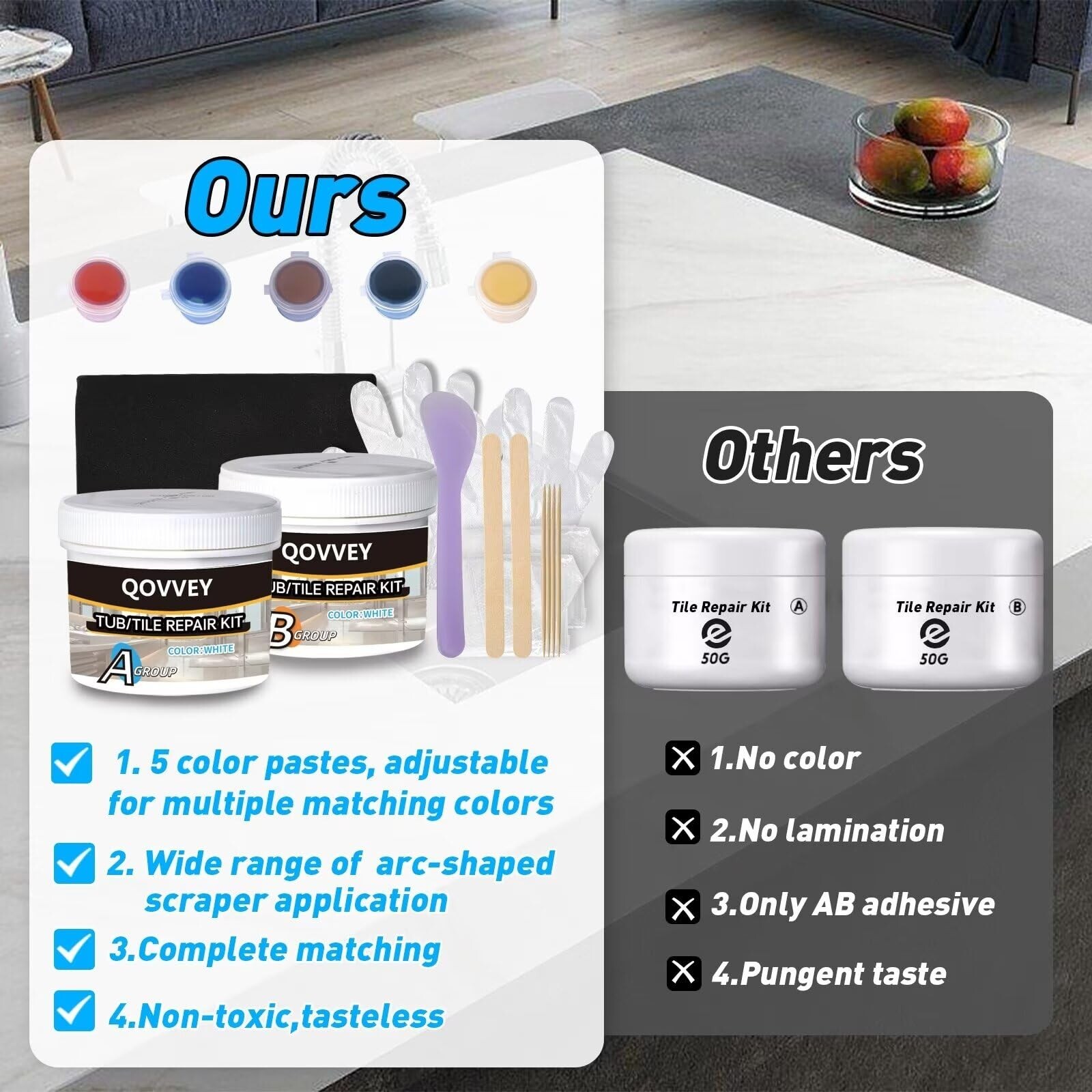 Tile & Fiberglass Quartz Countertop Repair Kit, Granite & Tub Repair Kit, 4 OZ P