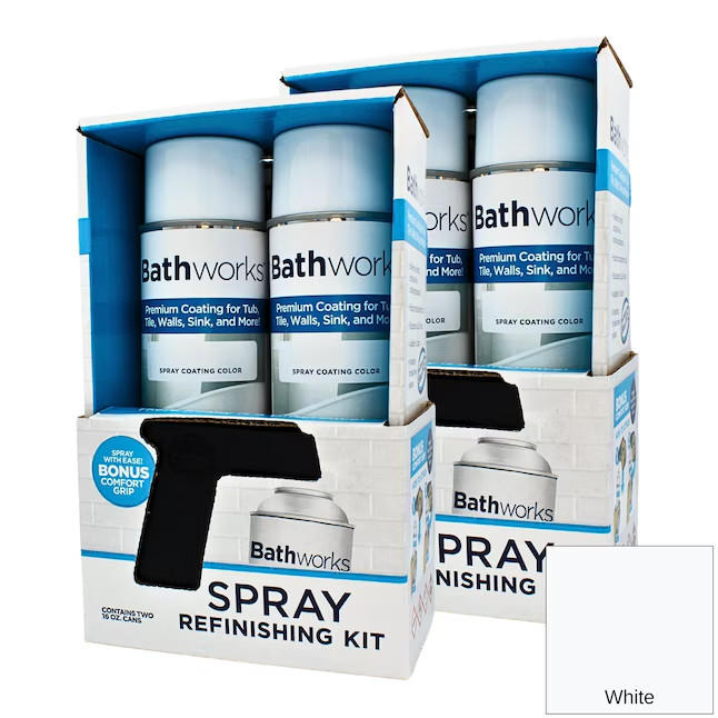 BATHWORKS 64 OZ. TUB AND TILE REFINISHING KIT – 4 SPRAY CANS, WHITE SPR-006