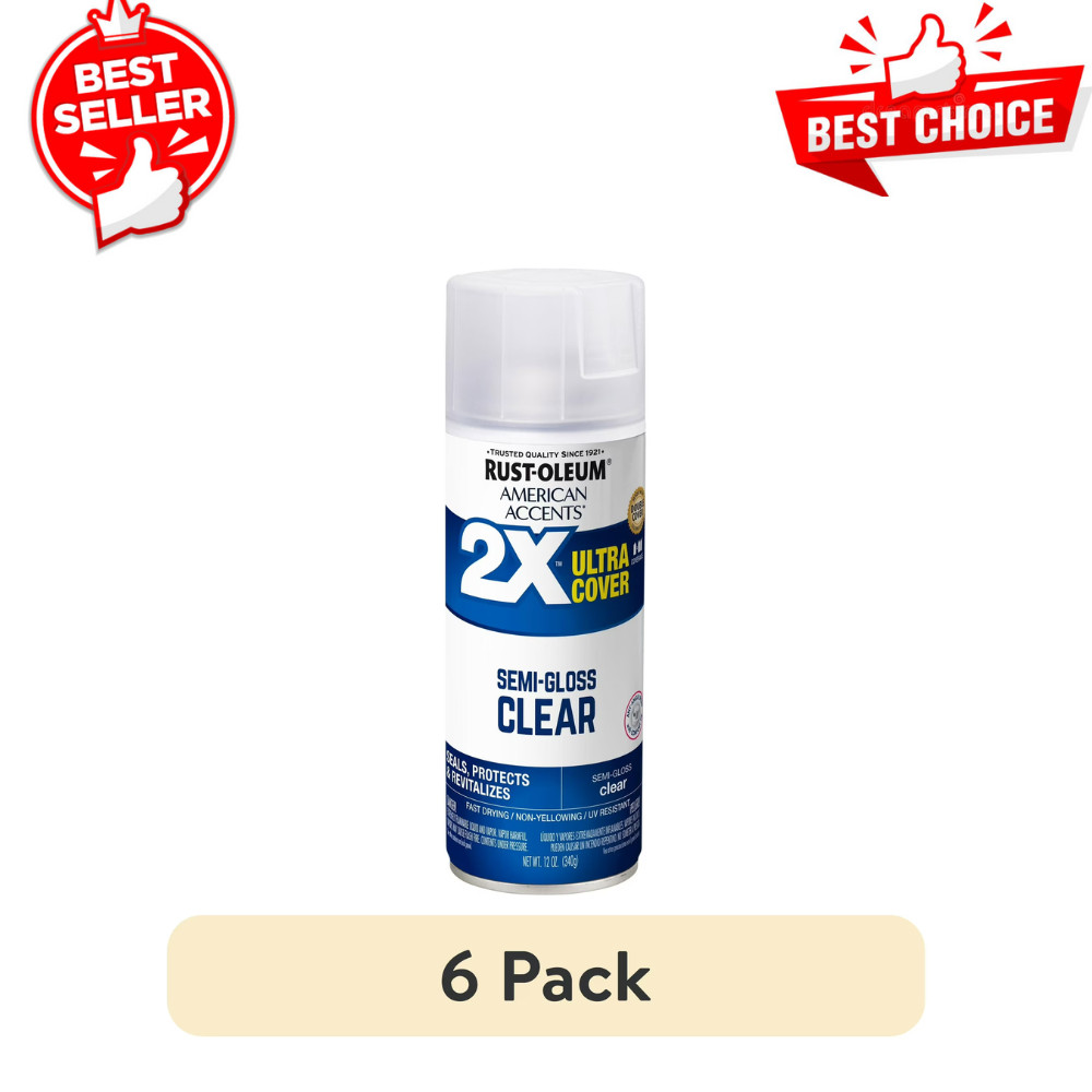 (2 Pack) Rust-Oleum Clear Spray Paint, American Accents 2X Semi-Gloss Clear Coat