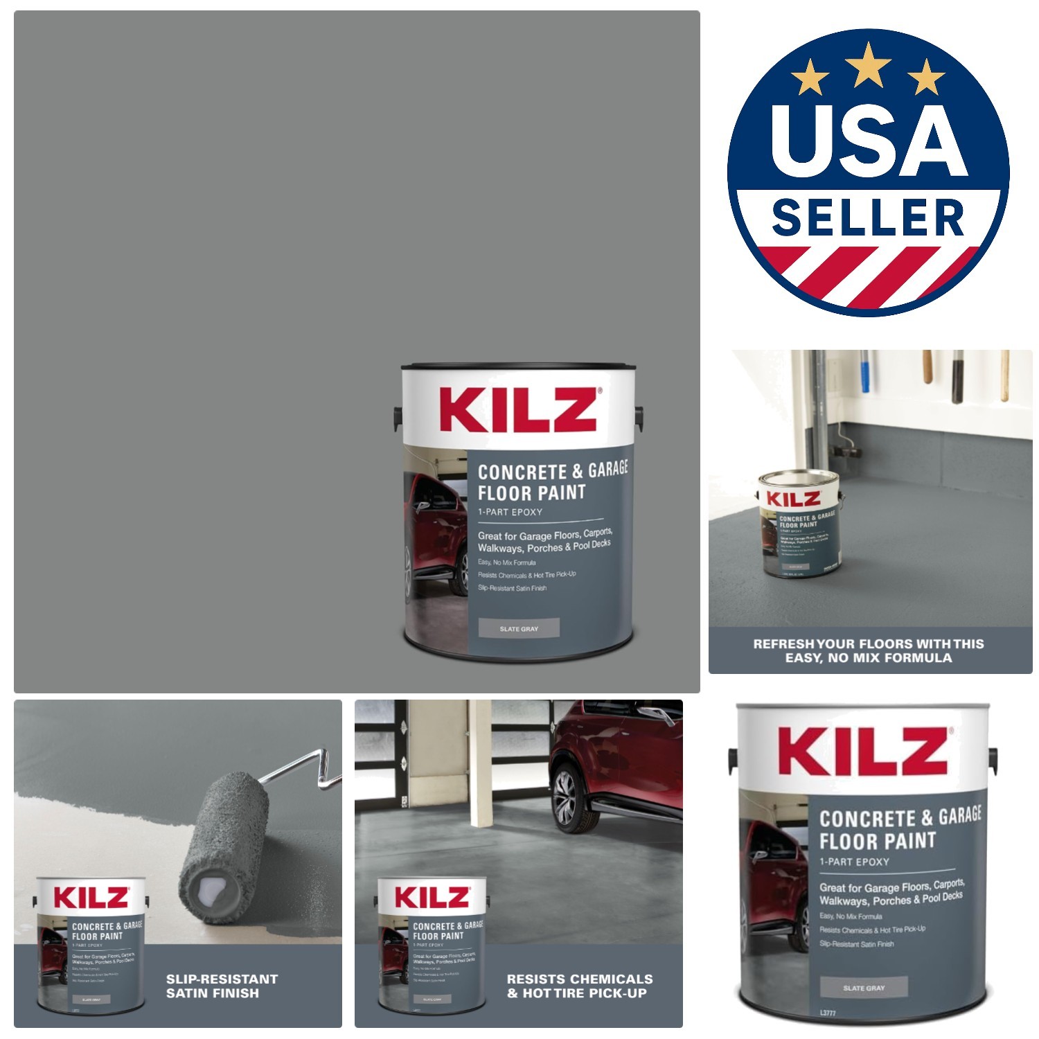 Easy Application 1-Part Epoxy Gray Floor Paint, Ideal for Driveways & Pool Decks