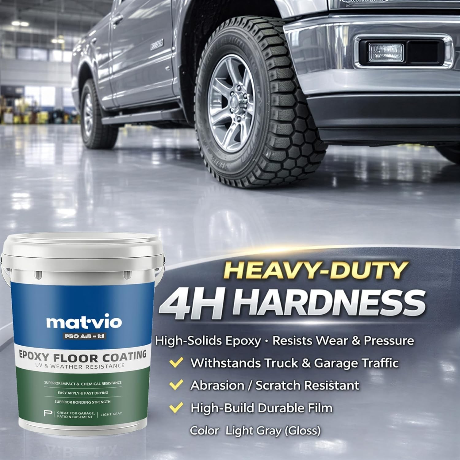 Epoxy Floor Coating Garage Kit 2-Part 1:1 Ratio 0.53 Gal Low VOC Concrete Floor