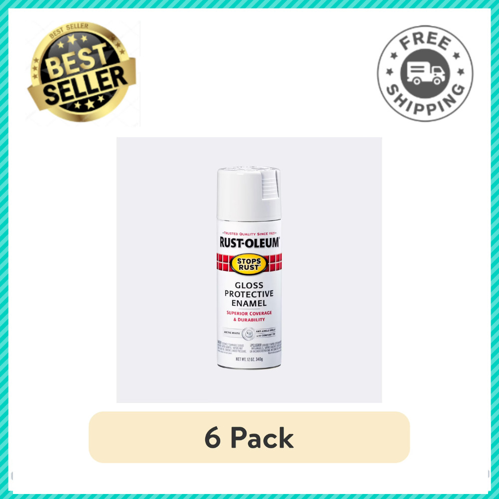6-Pack Rust-Oleum Stops Rust Spray Paint, Arctic White Gloss, 12 oz, Protective