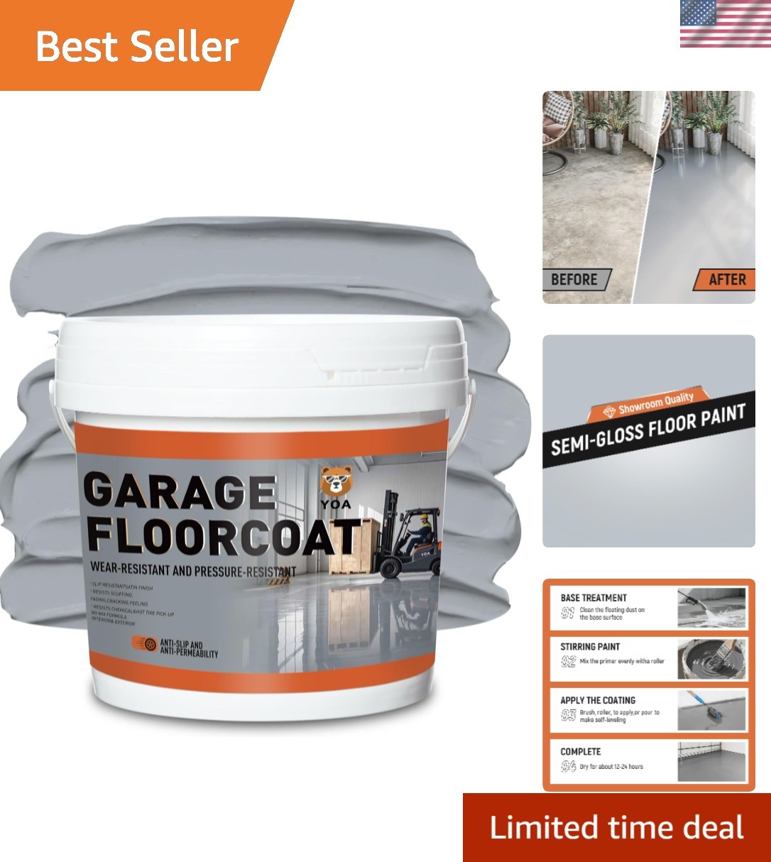 Professional Garage Floor Paint – 1 Gallon Smoke Gray, Scratch Resistant Finish