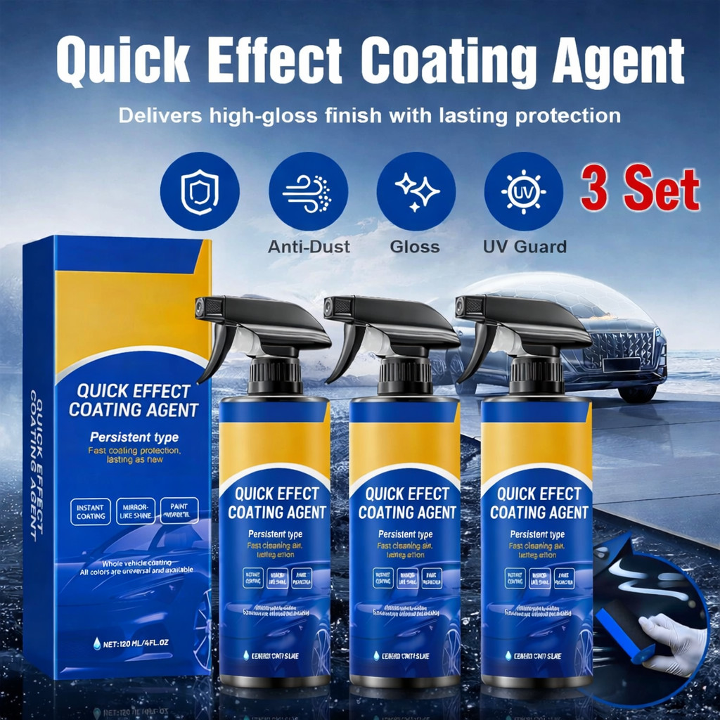 Car Coating Spray,Quick Effect Coating Agent,Car Polish Spray wax Liquid 3x120ml