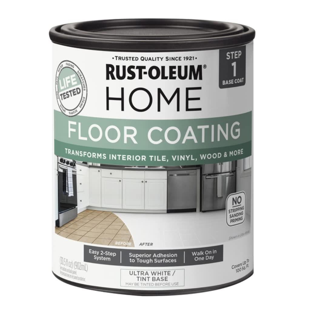 Rust-Oleum HOME Floor Coating, Ultra White Tint Base, Matte, Quart – 358876