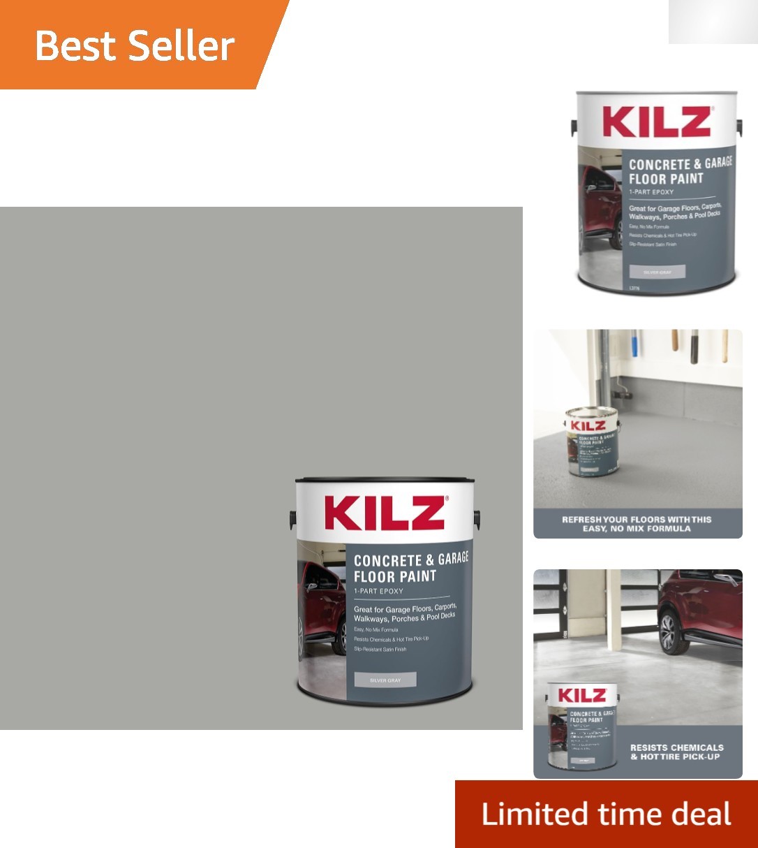 Silver Gray 1-Gallon Epoxy Paint for Indoor/Outdoor Concrete – Scuff Resistant