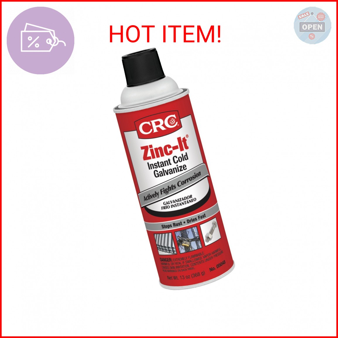 CRC 05048 Zinc-It Instant Cold Galvanize – 13 Wt Oz,Gray