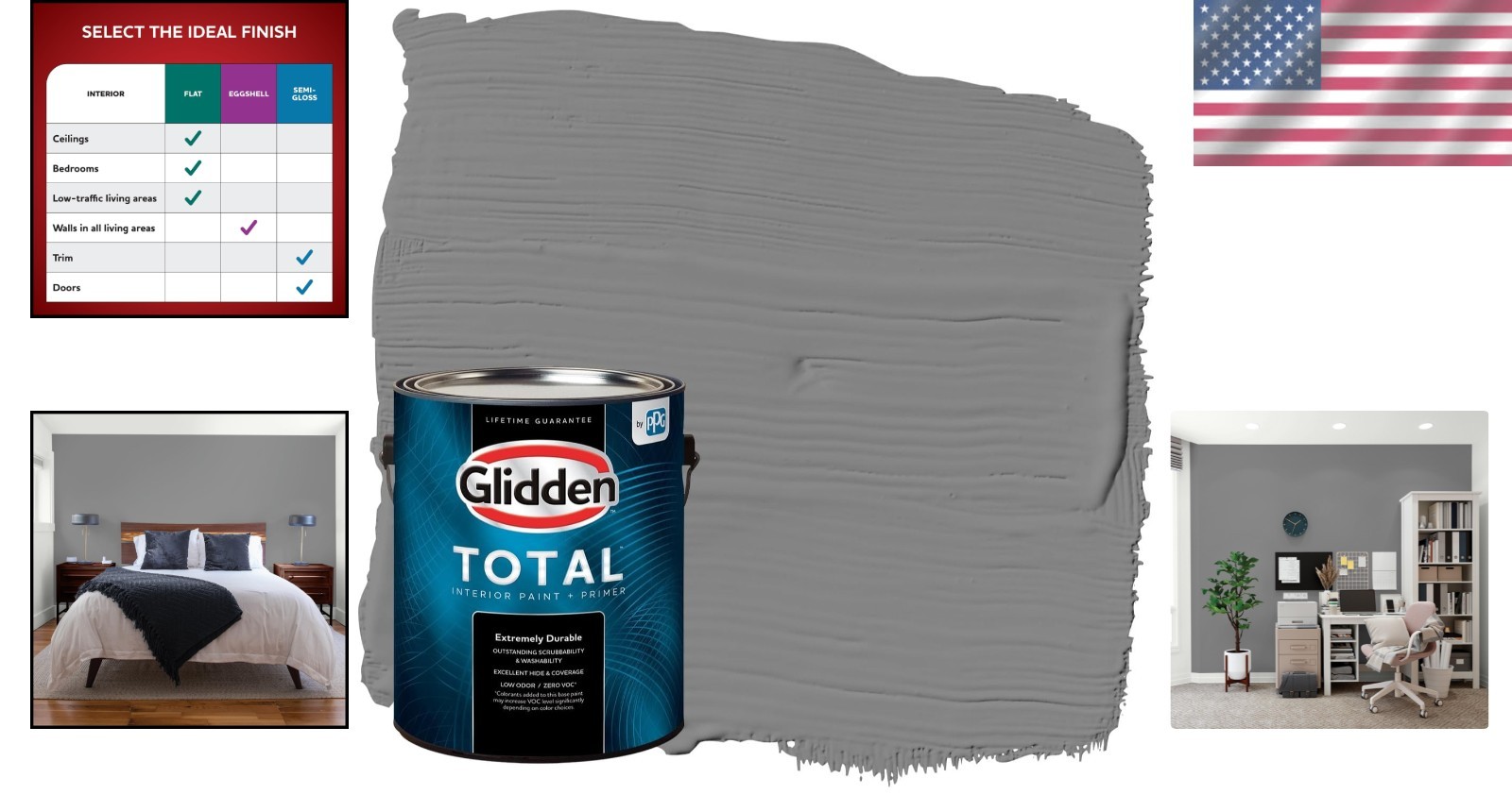 Total Interior Wall Paint & Primer, Dover Gray, Flat Finish