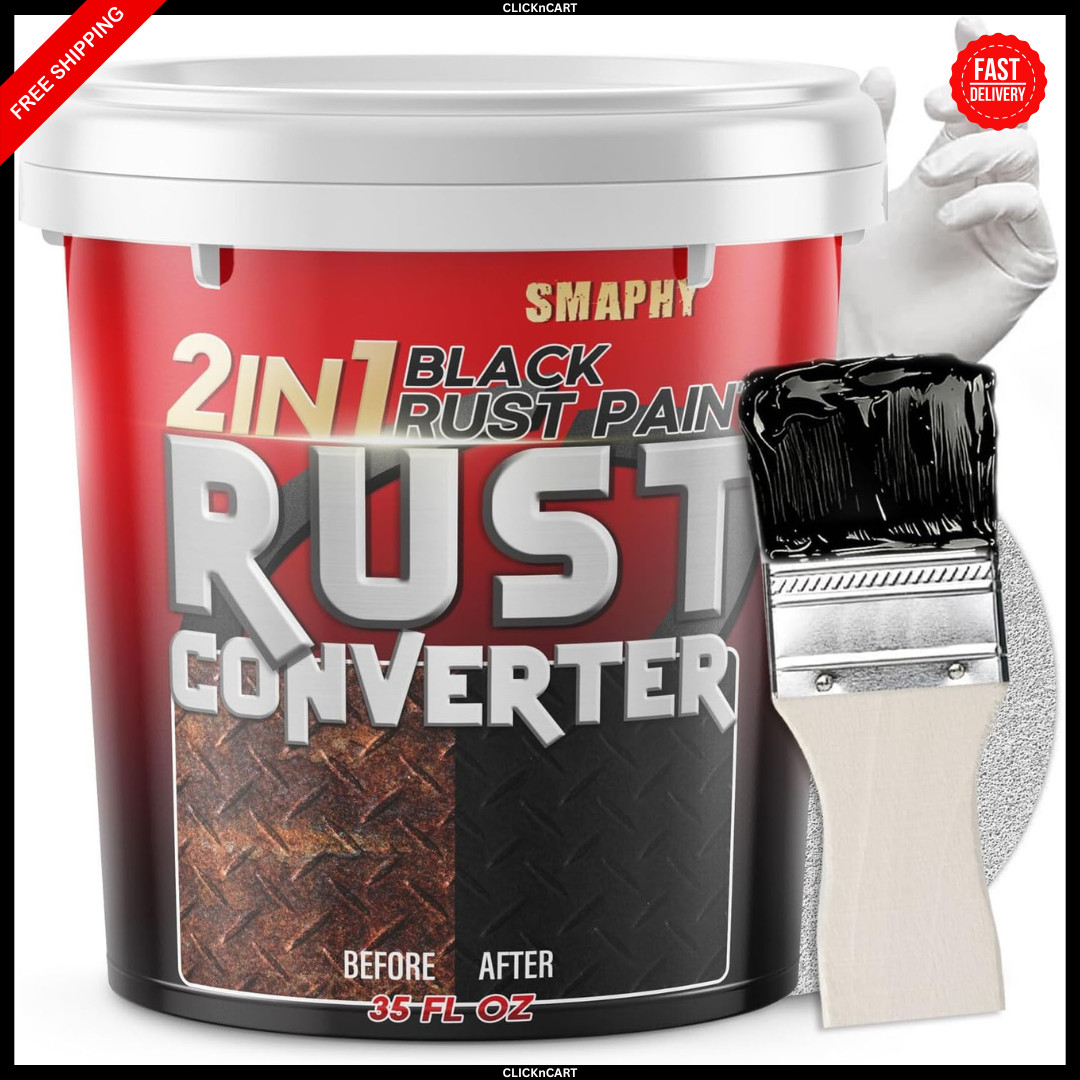 2 in 1 Rust Converter & Metal Primer, 35 oz Black Rust Reformer Paint for Metal,