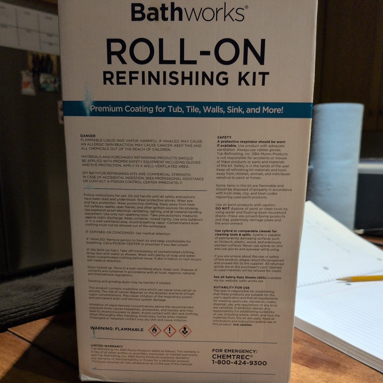 Bathworks Quick-Dry Roll-On Refinishing Kit – 22 fl oz, High Gloss White