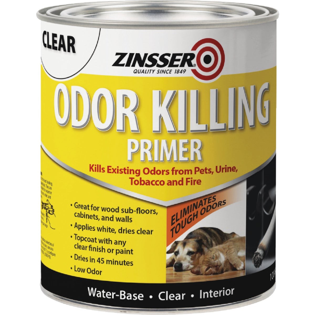 Zinsser Odor Killing Water-Based Interior Primer, White, 1 Qt. 307648 Zinsser