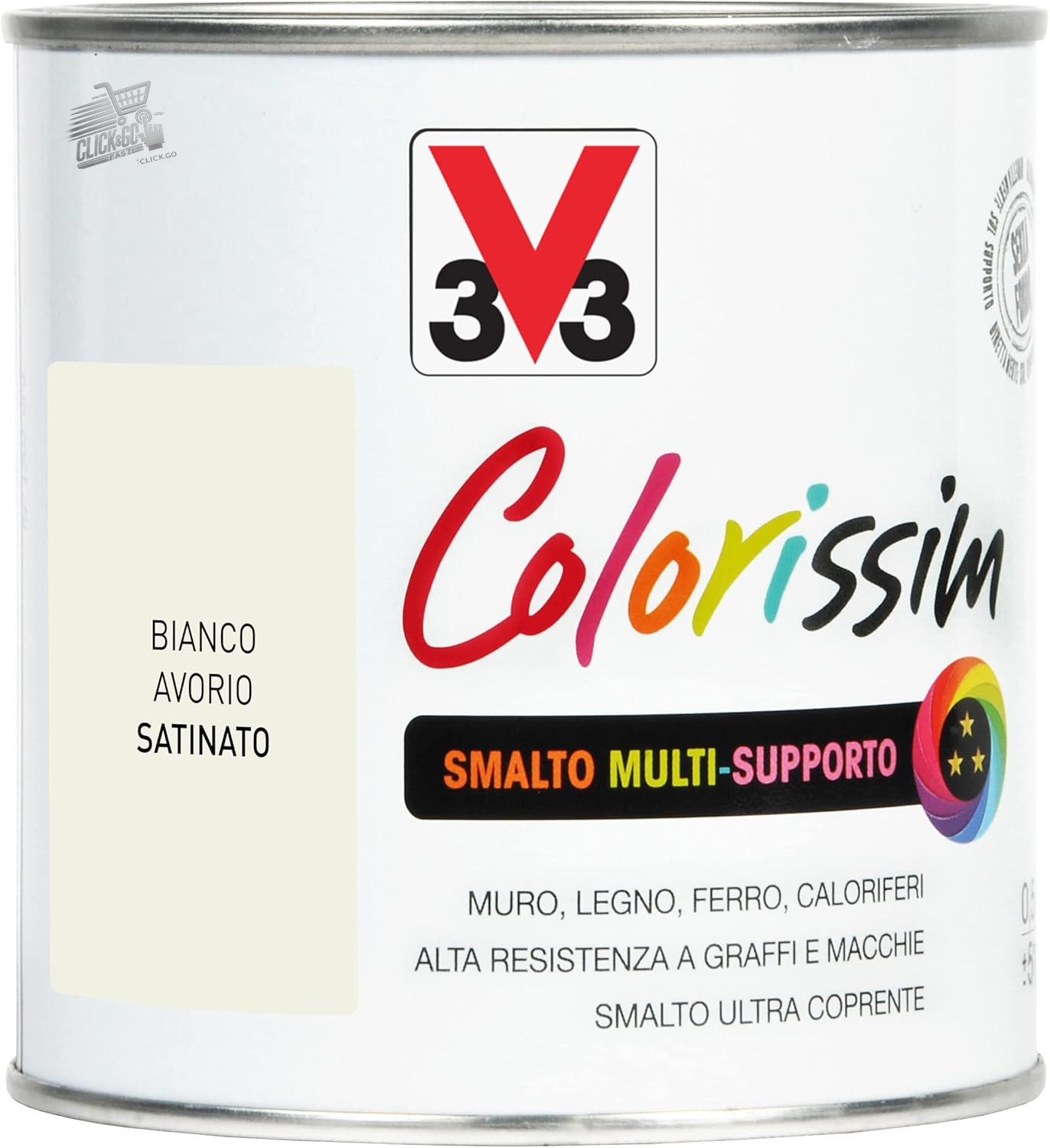 Multi-support enamel colorissim white ivory 0.5L V33 wood iron wall interior