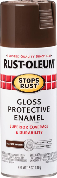 Rust-Oleum Stops Rust Spray Paint 12 oz Gloss Leather Brown Protective Enamel