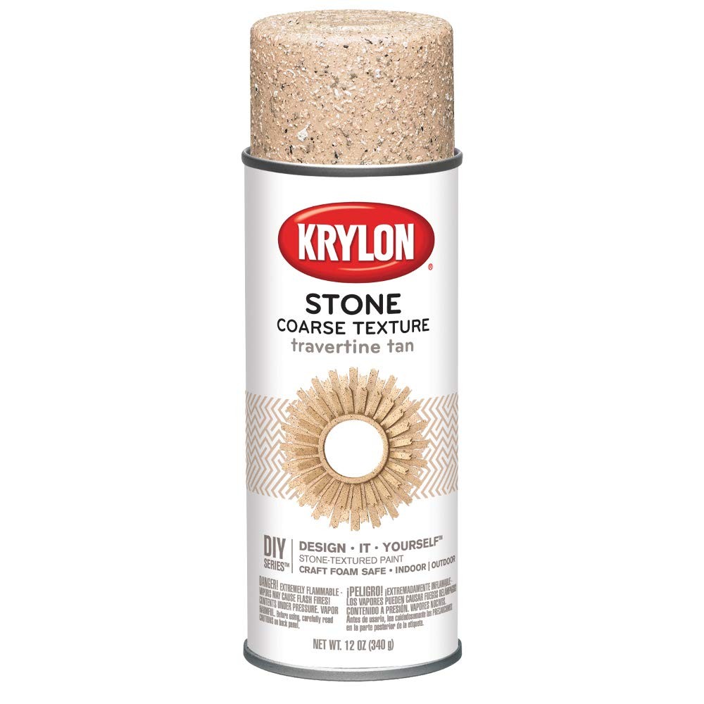 K18203 Coarse Stone Texture Finish Spray Paint, Travertine Tan, 12 Ounce
