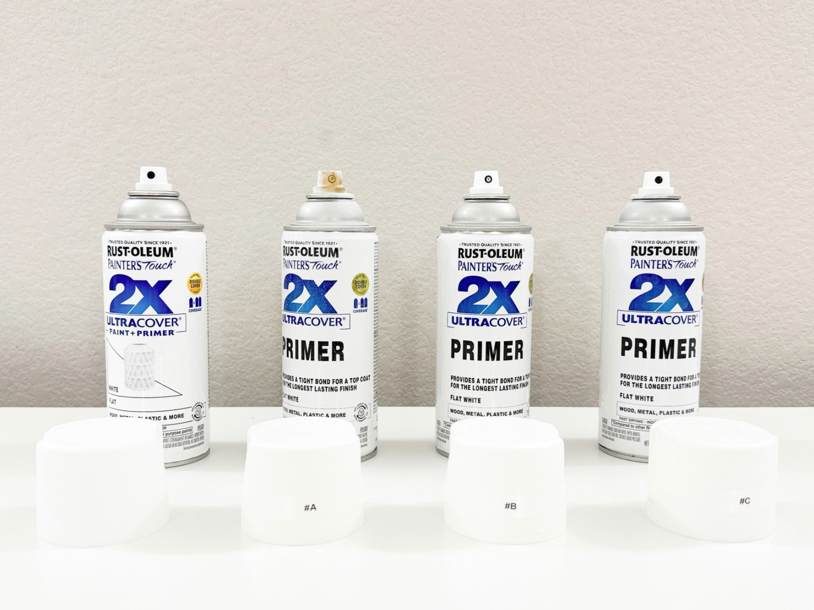 Rustoleum Spray Paint White + Primer Set, 1 New 3 Used, Sold As Is 4pcs