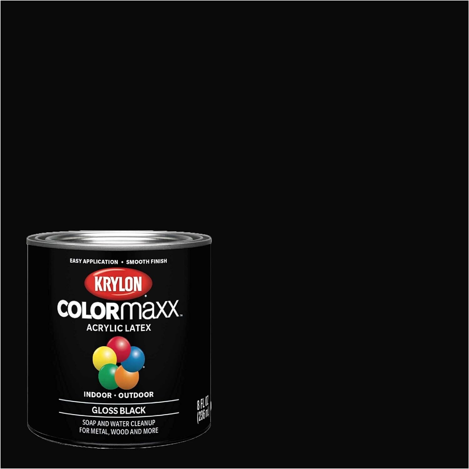 Krylon K05605007 Colormaxx Acrylic Latex Paint Gloss Black 1/2 Pint 8 oz
