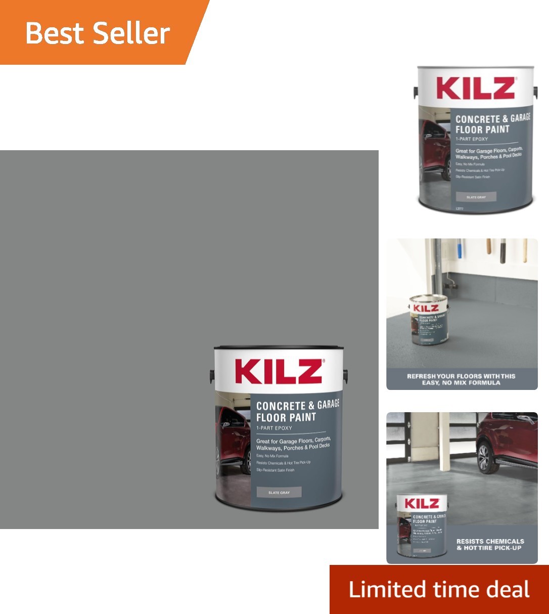 Slate Gray Epoxy Concrete & Garage Floor Paint – 1 Gallon, 300-400 Sq Ft
