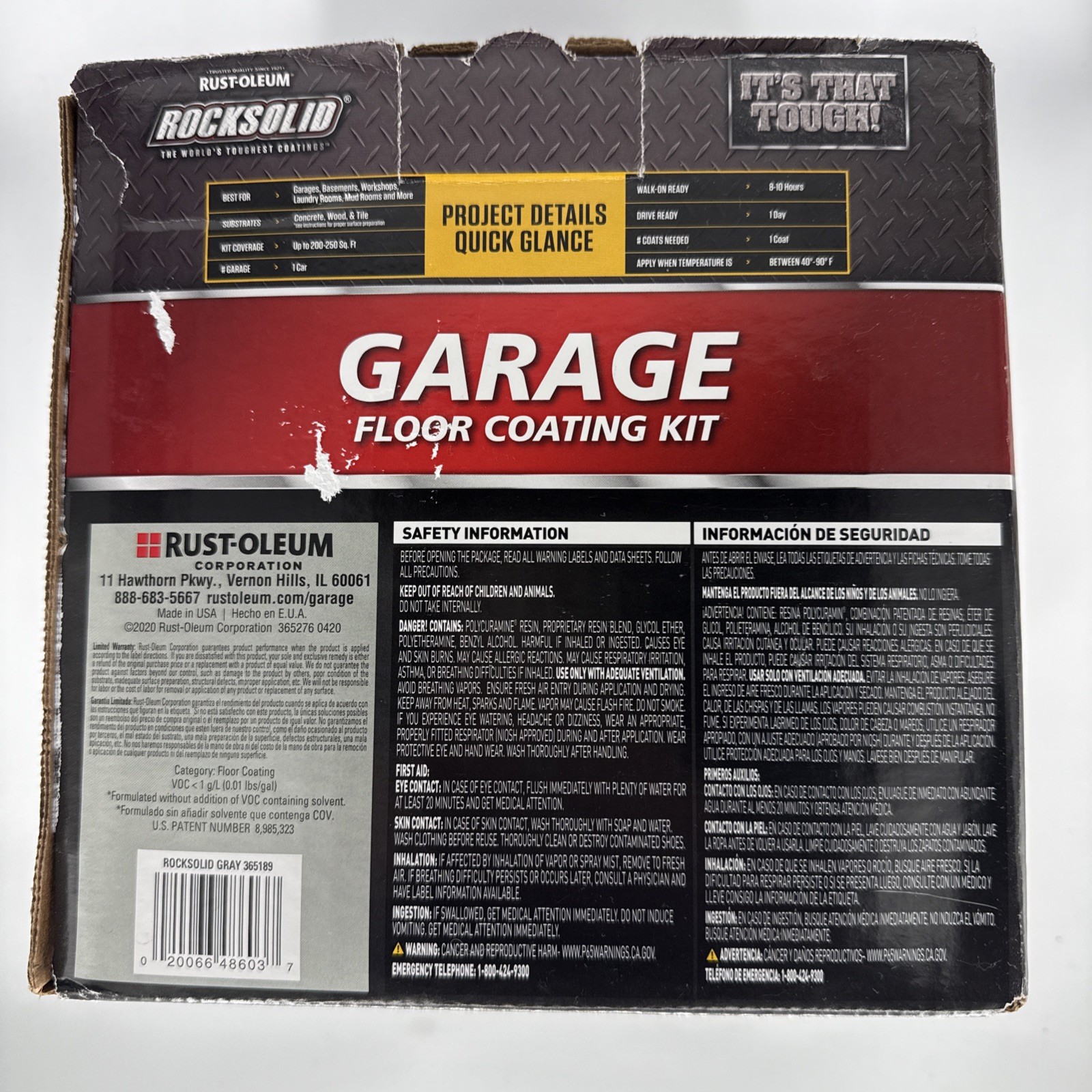 New Rust-Oleum RockSolid 1 Car Garage Floor Kit 90 oz. Gray Polycuramine NIB